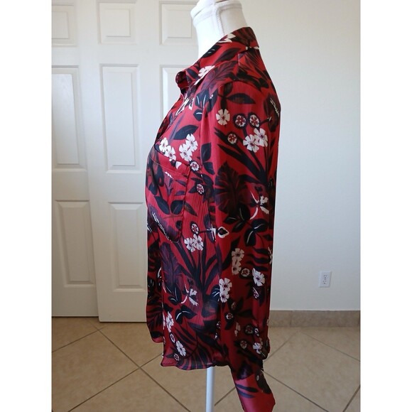 ZARA Basic Women's Floral Chiffon Long Sleeve Button Up Shirt S Multicolor Relax - Picture 4 of 14